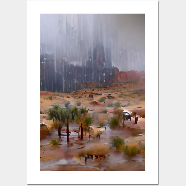 Heavy Rain In Desert Fantasy Art Style Wall Art by abysarts